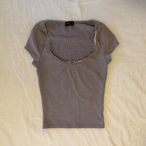 White Fox Scoop Neck top with Lace Detailing